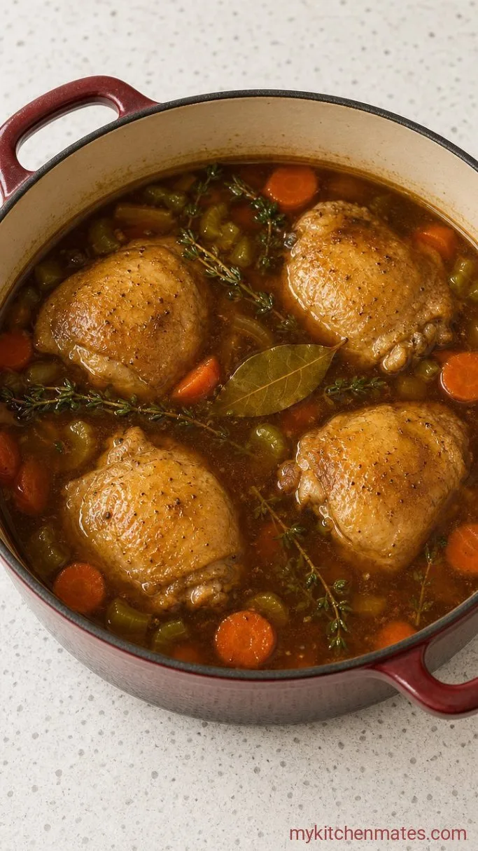 From-Scratch Dutch Oven Chicken Noodle Soup Step 3: Simmer the Broth