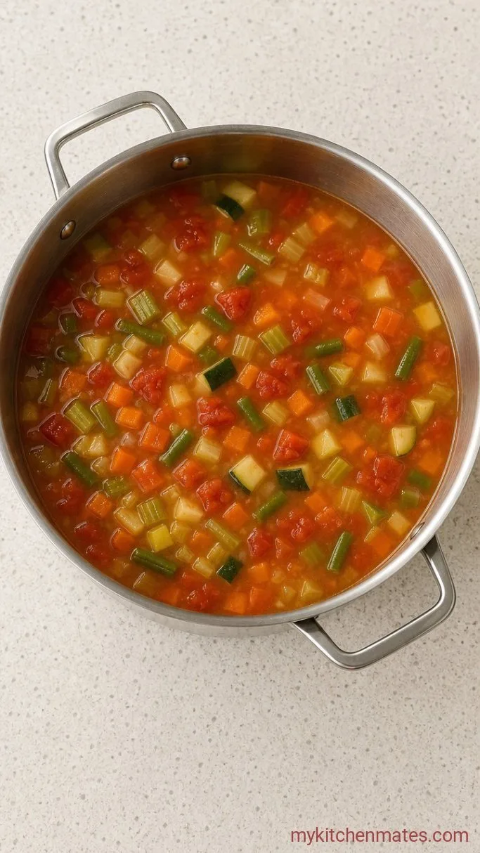 30-Minute Garden Vegetable Soup Step 3: Simmer the Broth