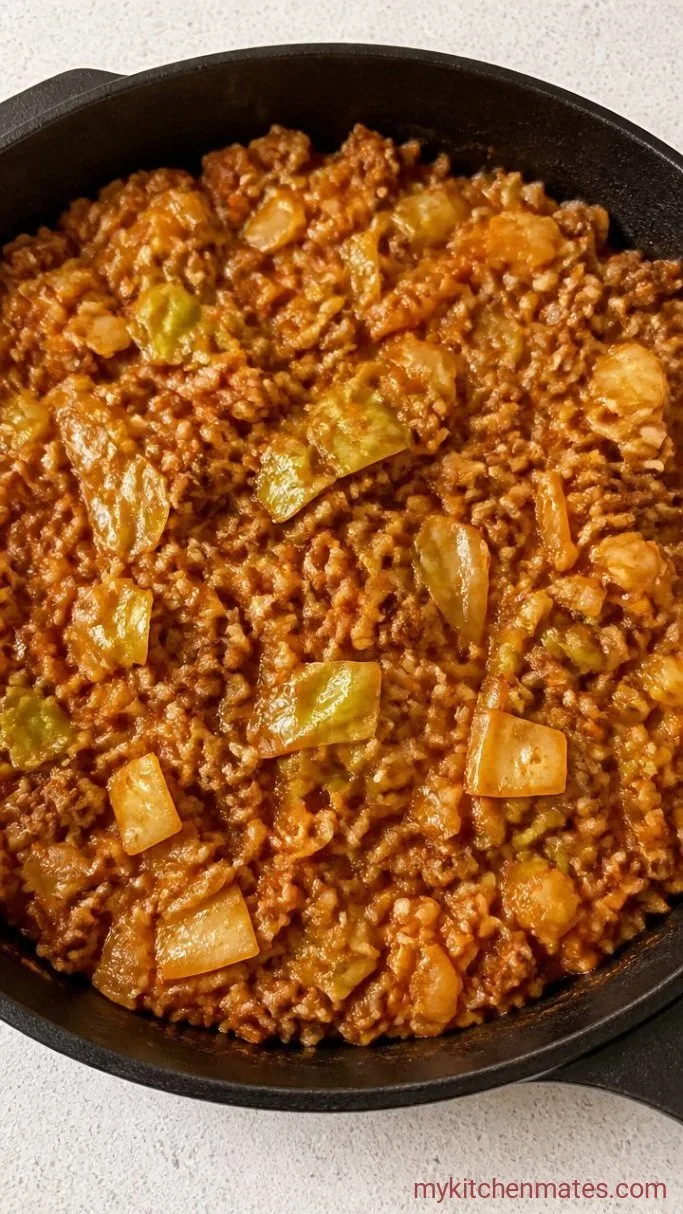 Easy One-Pot Deconstructed Cabbage Rolls Step 3: Simmer the Cabbage and Rice