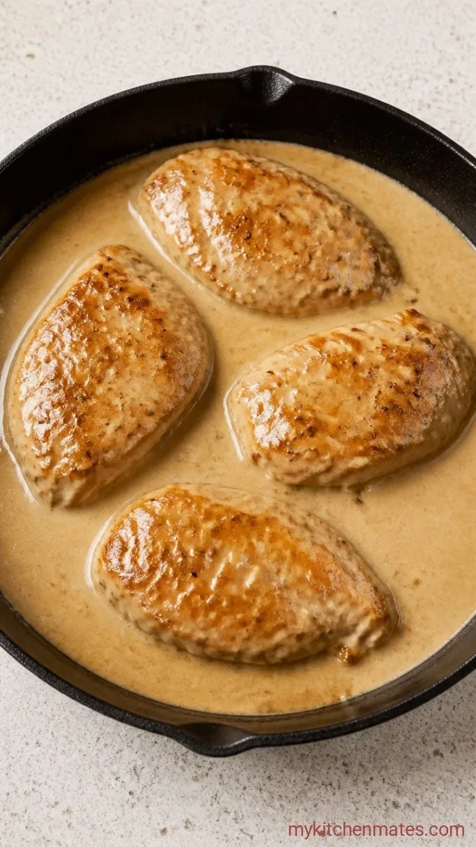 Quick Creamy Chicken Breasts with Cream of Chicken Soup Step 3: Simmer the Chicken in the Sauce