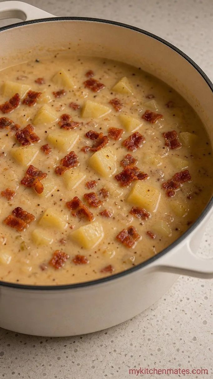 Thick and Creamy Potato Chowder Step 3: Simmer the Chowder