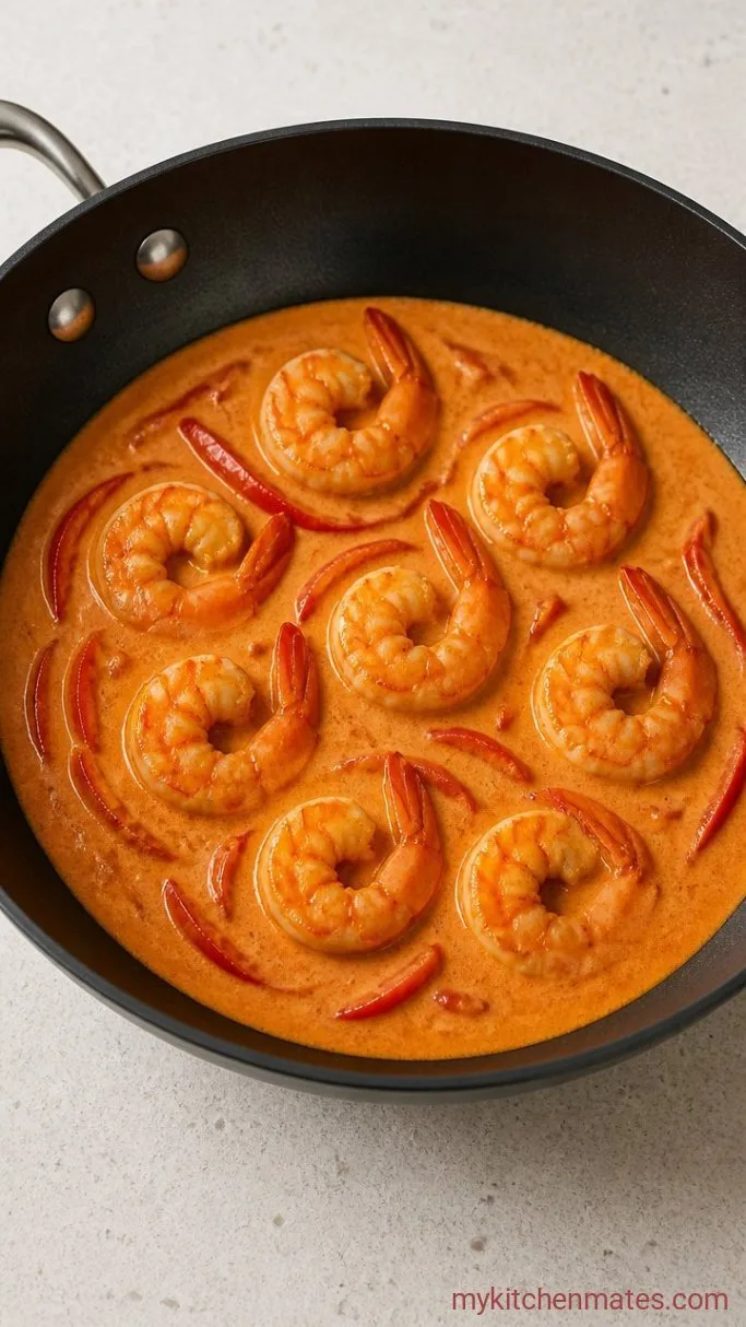 Step 3: Simmer the Coconut Sauce and Add Shrimp