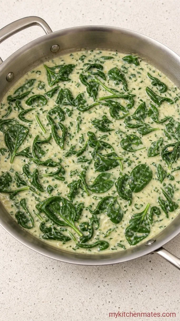 Step 3: Simmer the Cream and Spinach