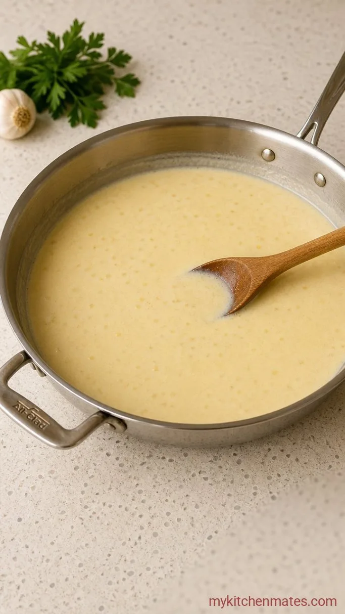 15-Minute Pesto Alfredo Sauce Step 3: Simmer the Cream