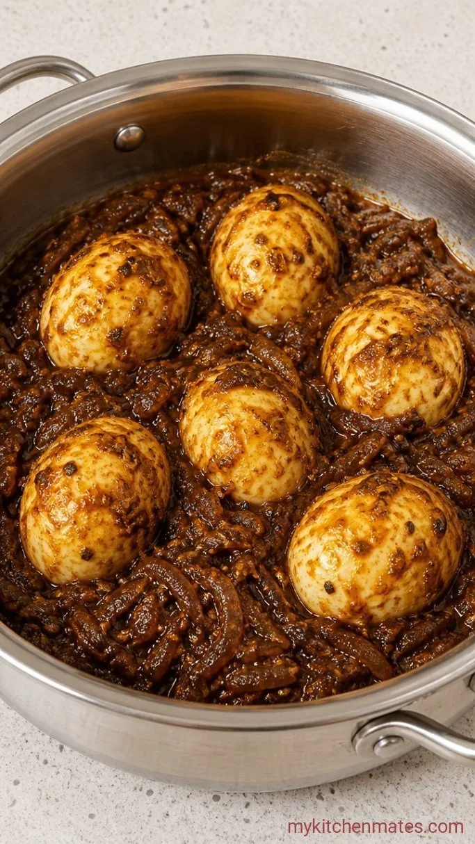 Indian Egg Biryani with Saffron Rice Step 3: Simmer the Egg Masala