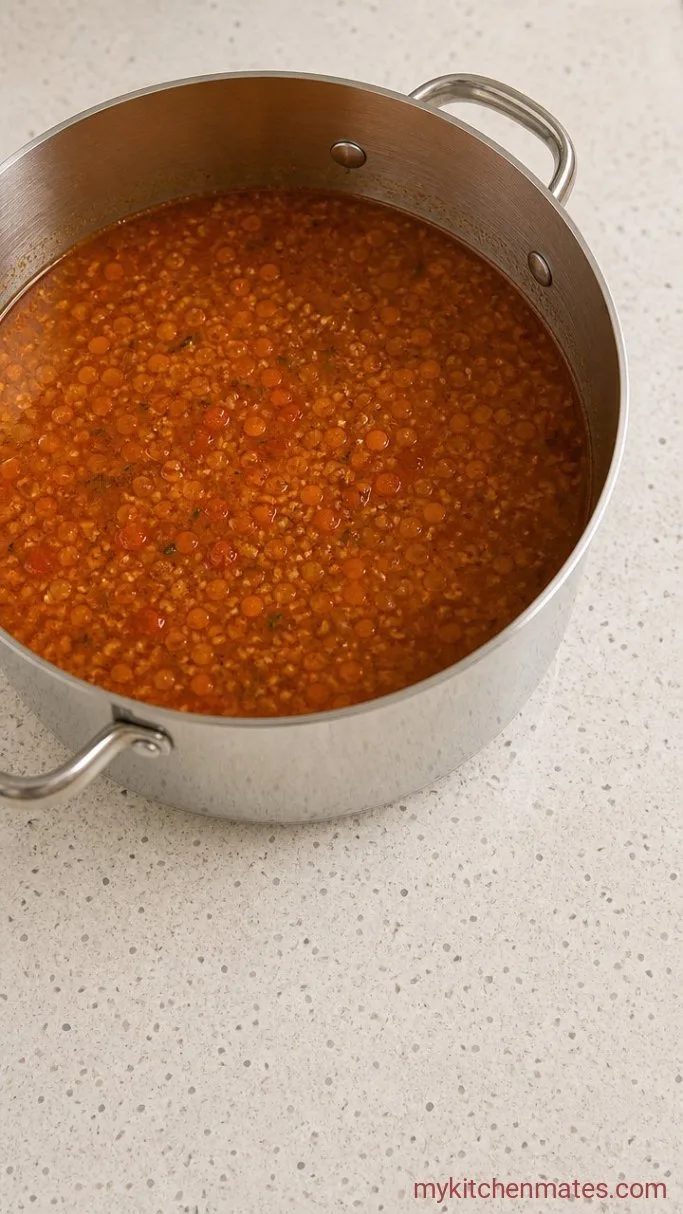 Step 3: Simmer the Lentils and Bulgur