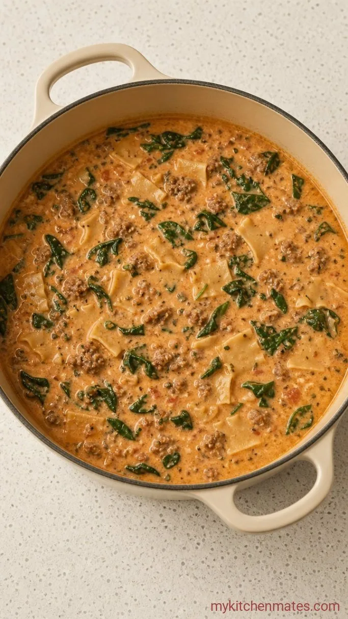 Step 3: Simmer the Noodles and Wilt the Spinach
