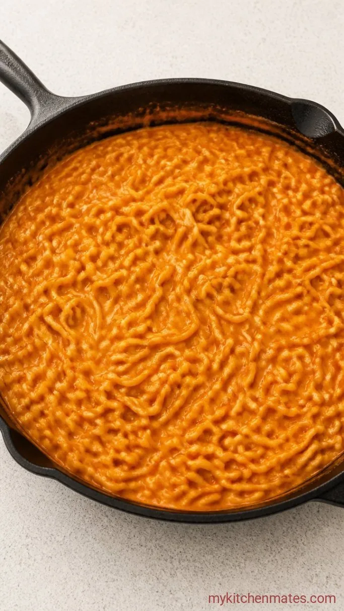 One-Pan Cheesy Buldak Ramen (Ready in 15 Minutes) Step 3: Simmer the Noodles in the Broth