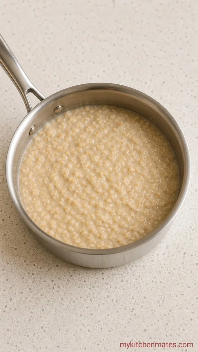 Savory Mushroom Parmesan Steel-Cut Oatmeal Step 3: Simmer the Oatmeal