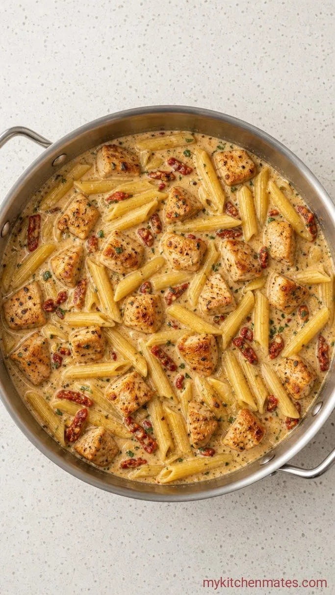 Creamy One-Pan Italian Chicken Pasta Step 3: Simmer the Pasta in the Sauce