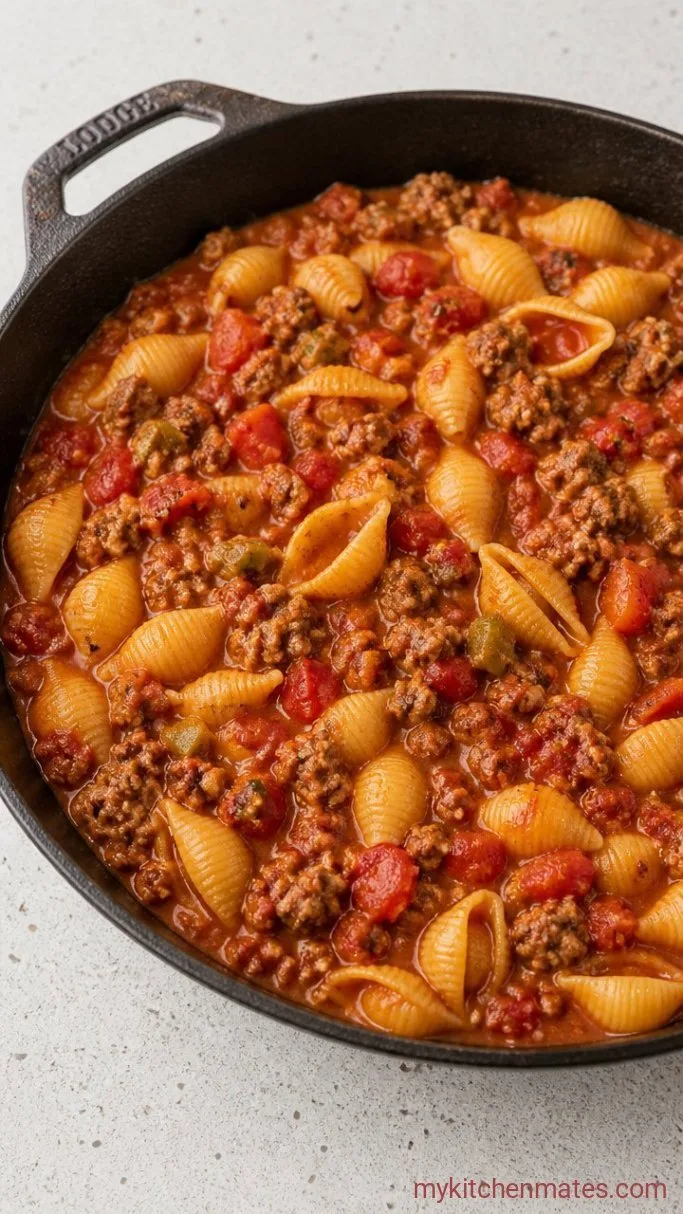 30-Minute Creamy Rotel Pasta With Ground Beef Step 3: Simmer the Pasta in the Sauce