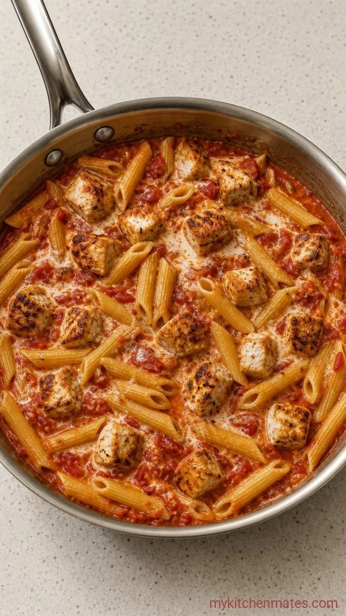 One-Pan Creamy Chicken Parmesan Pasta Step 3: Simmer the Pasta