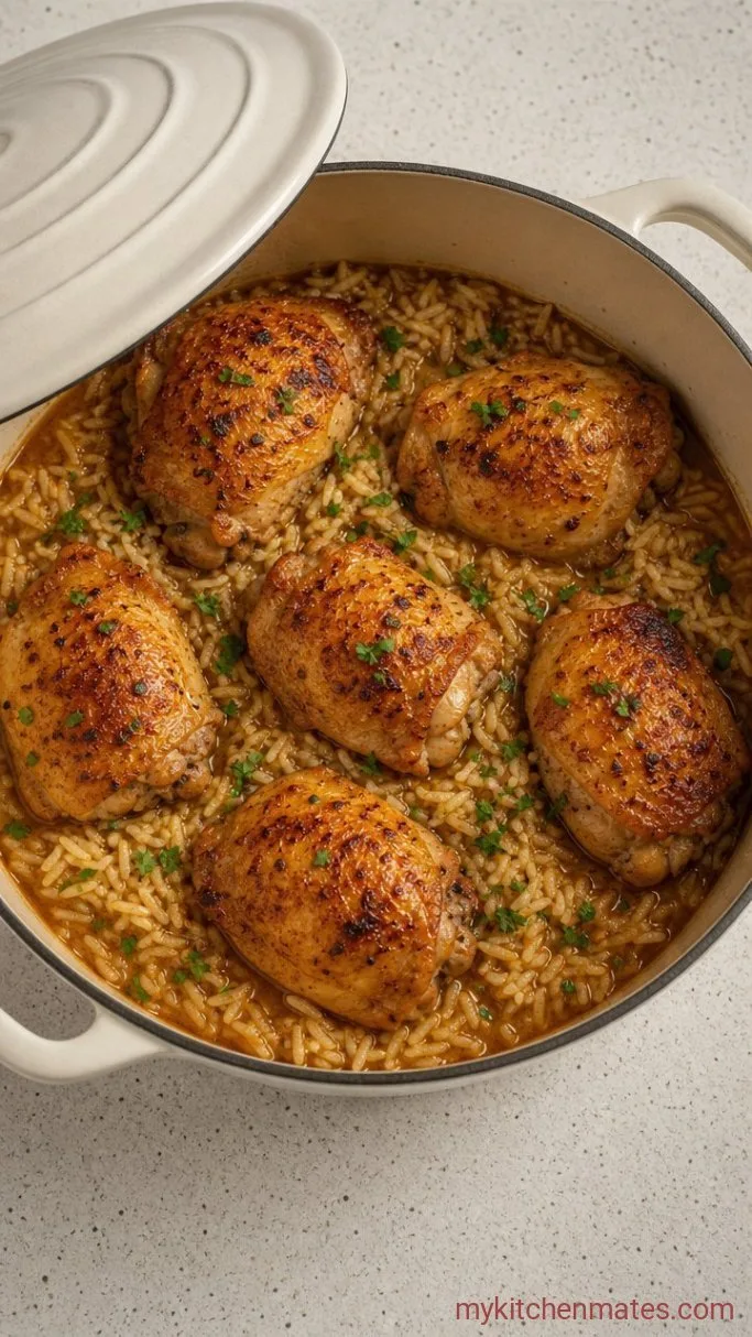 One-Pot Chicken and Rice with Crispy Skin Step 3: Simmer the Rice