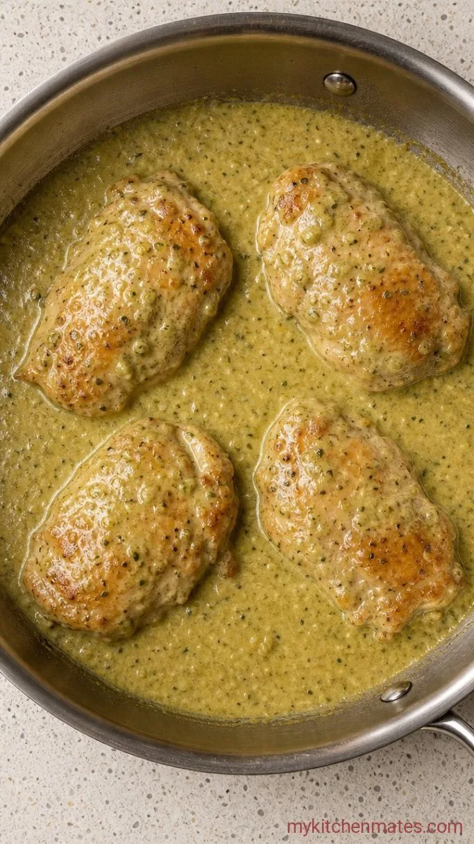 Quick 30-Minute Green Chili Chicken Step 3: Simmer the Sauce