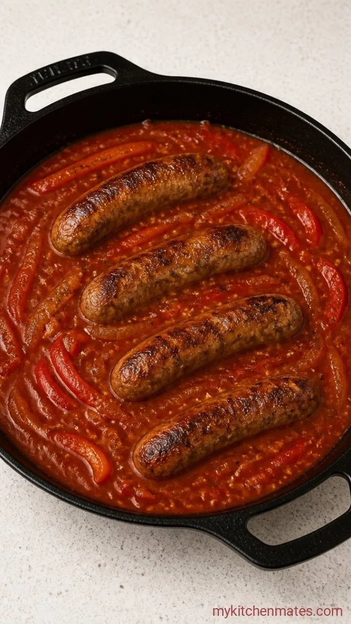 Step 3: Simmer the Sausages in Tomatoes