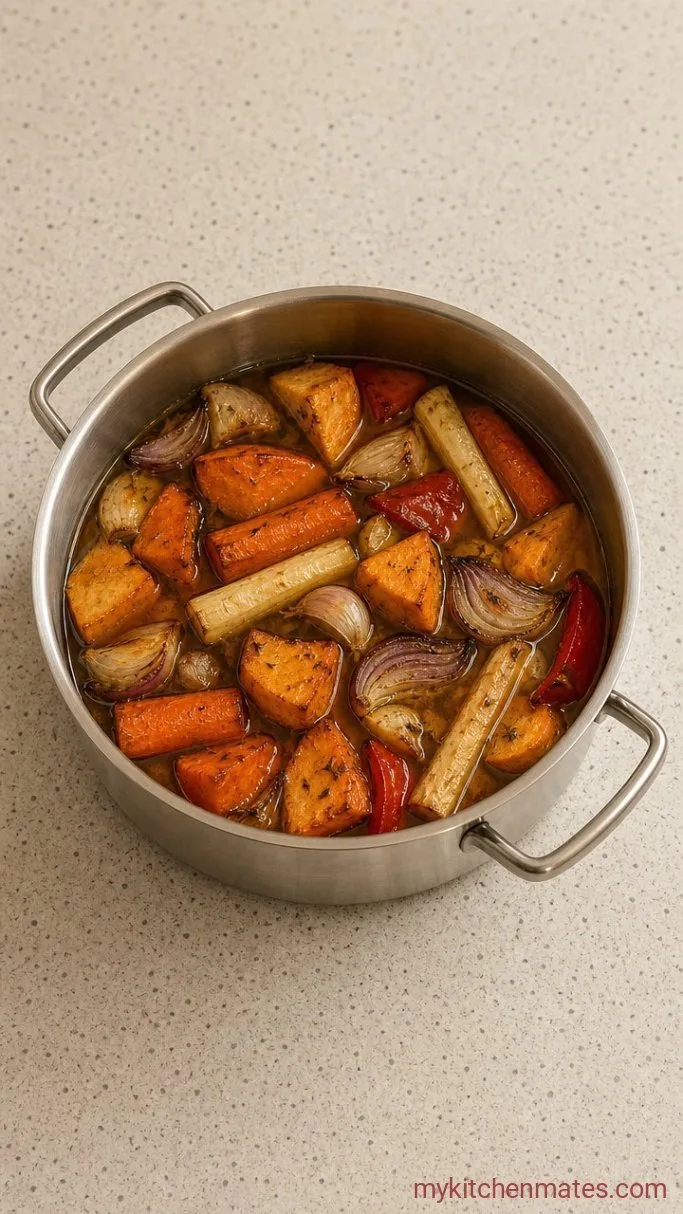 Roasted Vegetable Soup with Deep, Sweet Flavor Step 3: Simmer the Soup Base