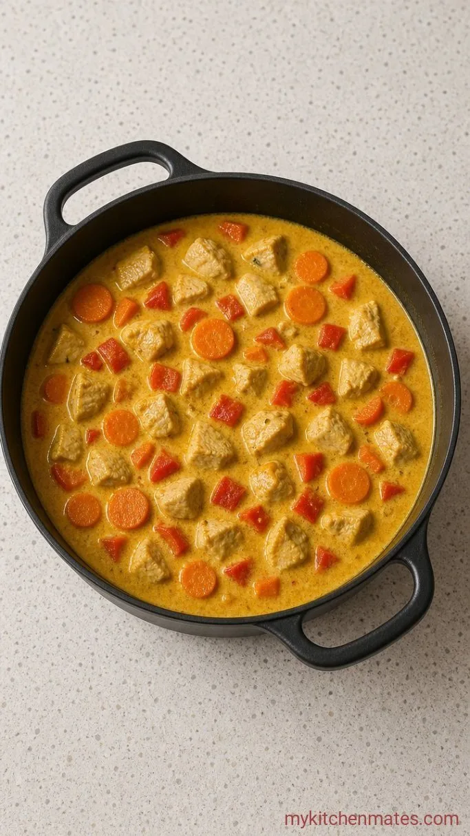 30-Minute Creamy Chicken Curry Soup Step 3: Simmer the Soup