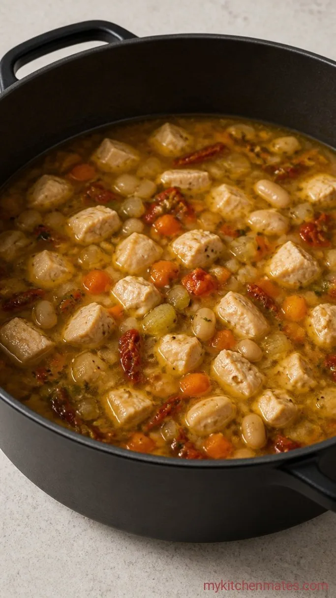 One-Pot Creamy Tuscan Chicken Soup Step 3: Simmer the Soup