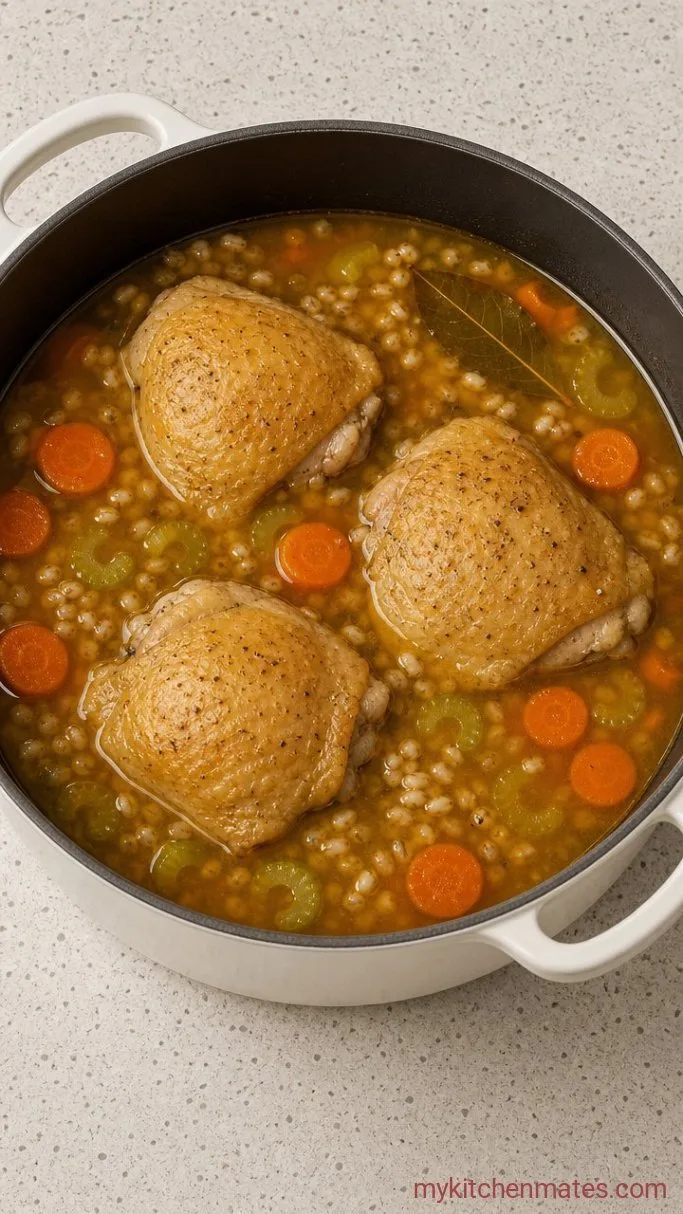 One-Pot Chicken Barley Soup Step 3: Simmer the Soup