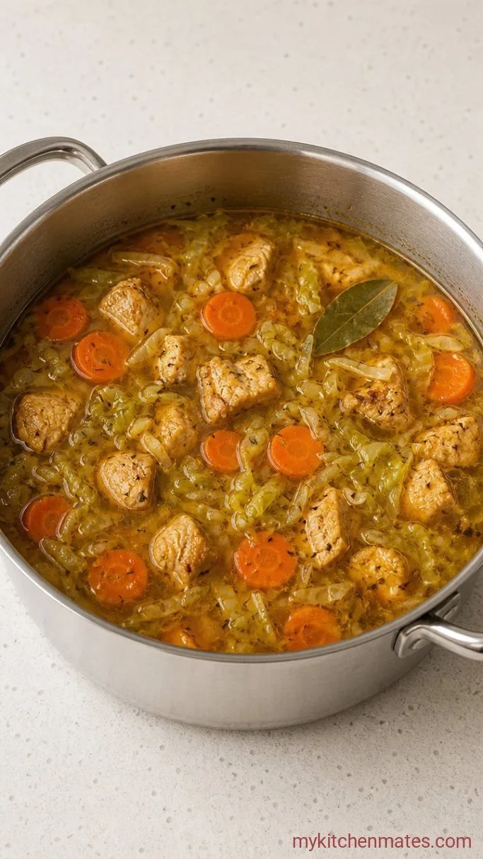 30-Minute Chicken Cabbage Soup Step 3: Simmer the Soup