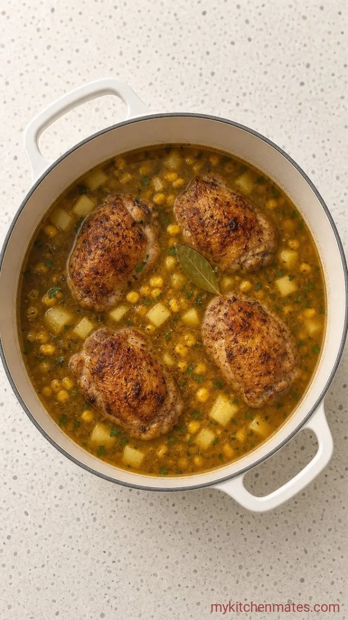 Hearty Cuban Chicken Soup with Lime, Cumin, and Corn Step 3: Simmer the Soup