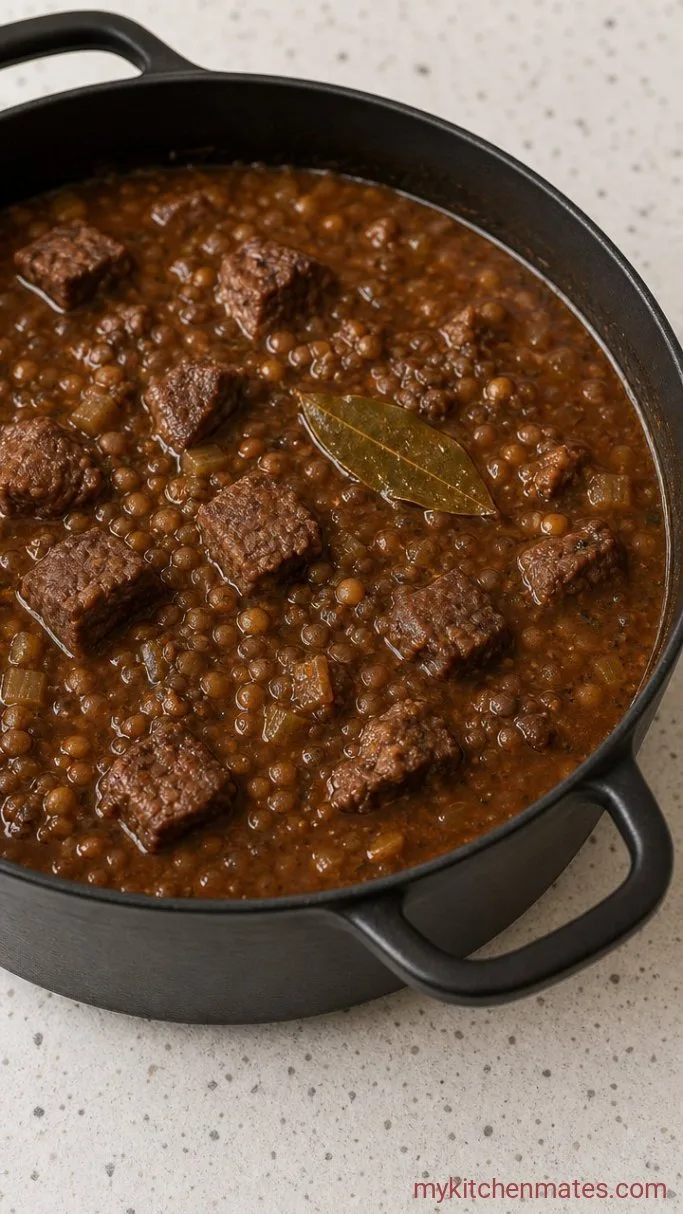 Quick One-Pot Beef and Lentil Soup Step 3: Simmer the Soup