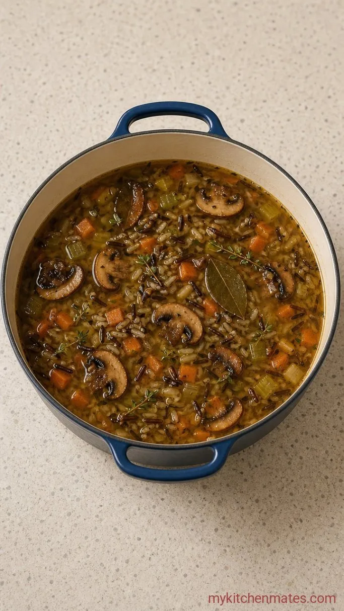 One-Pot Creamy Mushroom Wild Rice Soup Step 3: Simmer the Soup