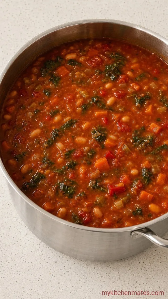 Hearty Tomato Vegetable Soup in 30 Minutes Step 3: Simmer the Soup
