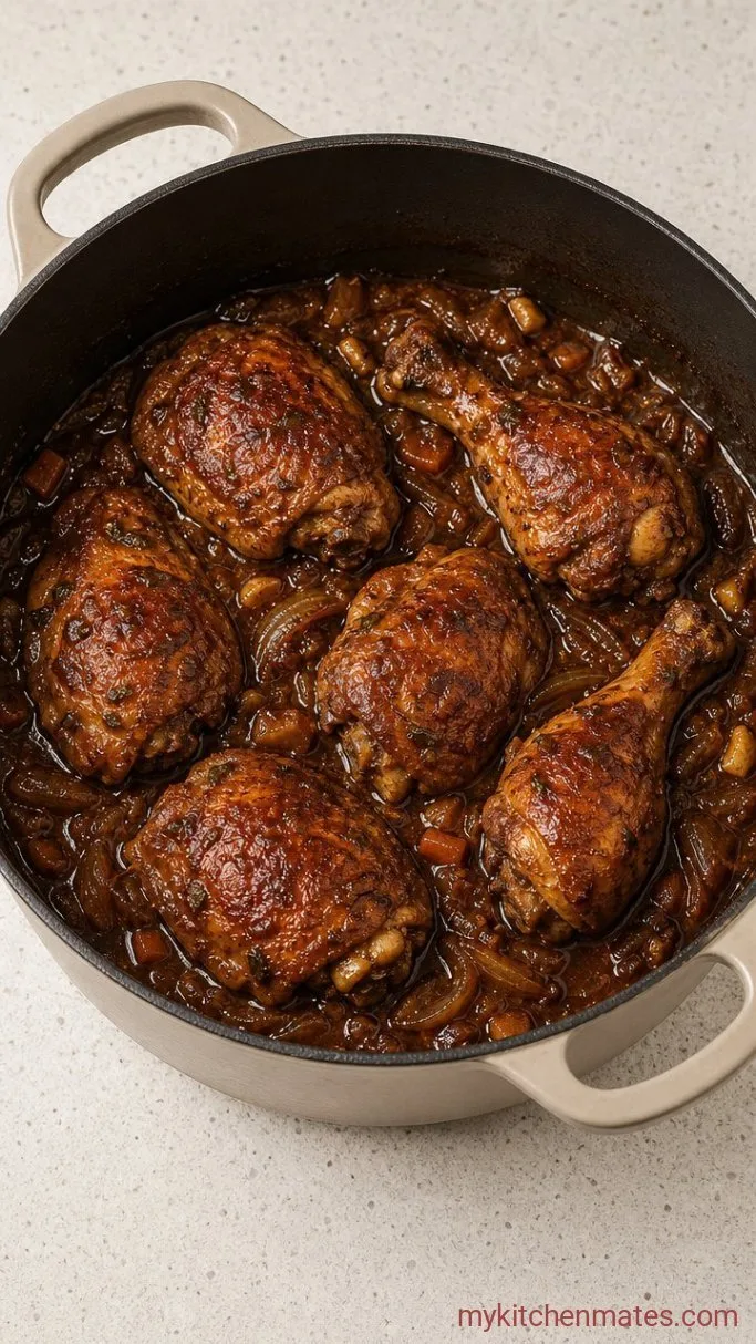 Sticky Jamaican Brown Stew Chicken Step 3: Simmer the Stew
