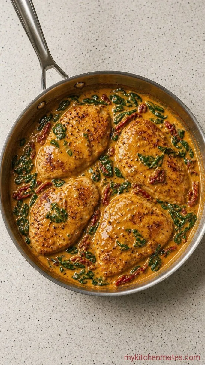 Step 3: Simmer with Spinach and Chicken