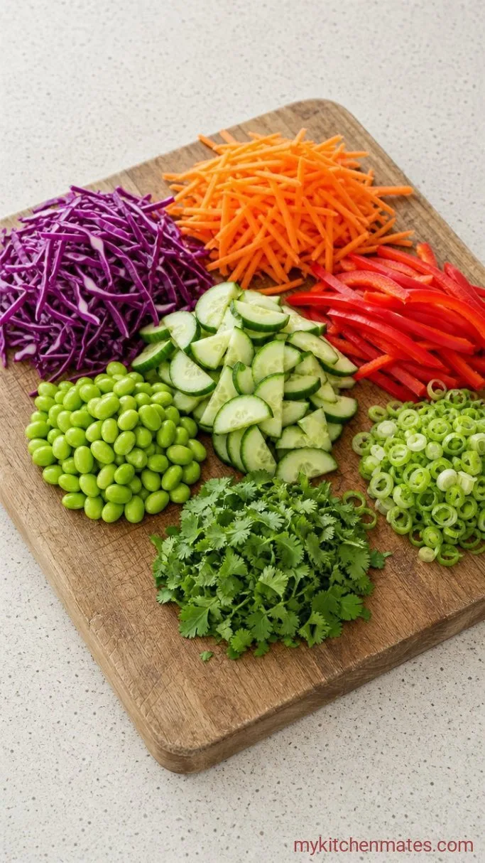 Crunchy Thai Quinoa Salad with Peanut Dressing Step 3: Slice the Vegetables