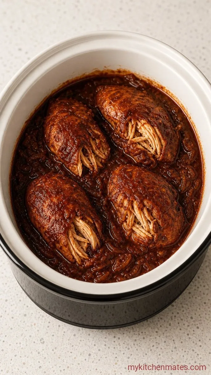5-Ingredient Crockpot Pulled Chicken Step 3: Slow Cook and Shred