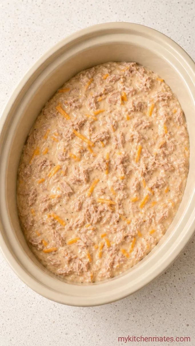 Creamy Crockpot Tuna Noodle Casserole Step 3: Slow Cook the Casserole Base