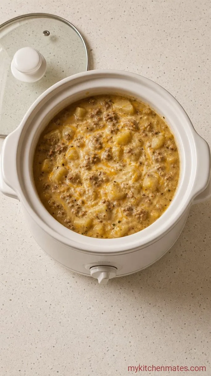Crockpot Loaded Potato Soup Step 3: Slow-Cook the Potatoes