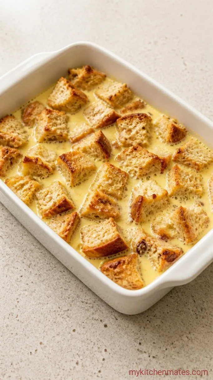Leftover Panettone Bread Pudding with Vanilla Custard Step 3: Soak the Bread
