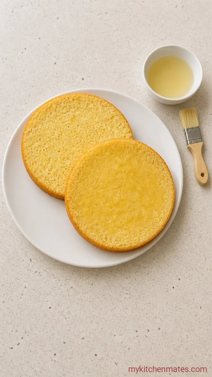 Step 3: Soak the Layers with Lemon Syrup
