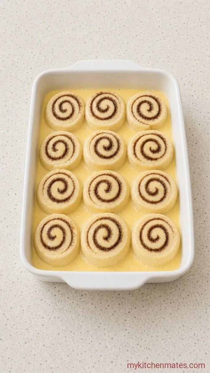 Gooey Cinnamon Roll Bread Pudding (Ready in 45 Minutes) Step 3: Soak the Rolls