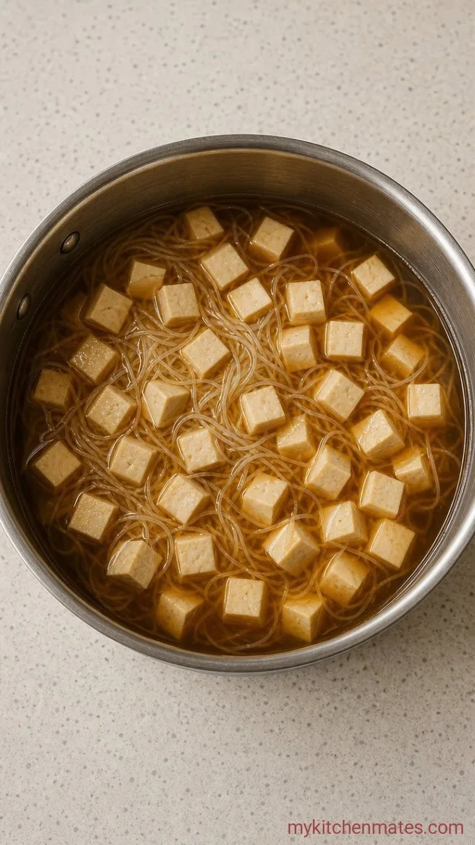 Step 3: Soften the Noodles and Tofu
