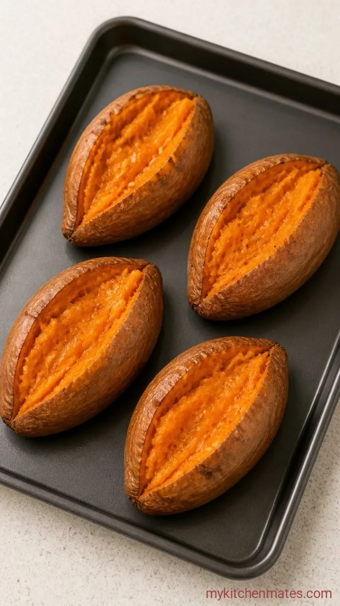 Loaded Sweet Potatoes with Black Beans and Avocado Step 3: Split and Season the Potatoes
