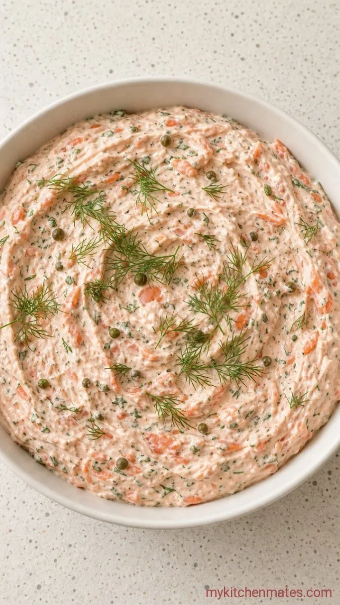 5-Ingredient Smoked Salmon Cream Cheese Dip Step 3: Spoon and Garnish the Dip