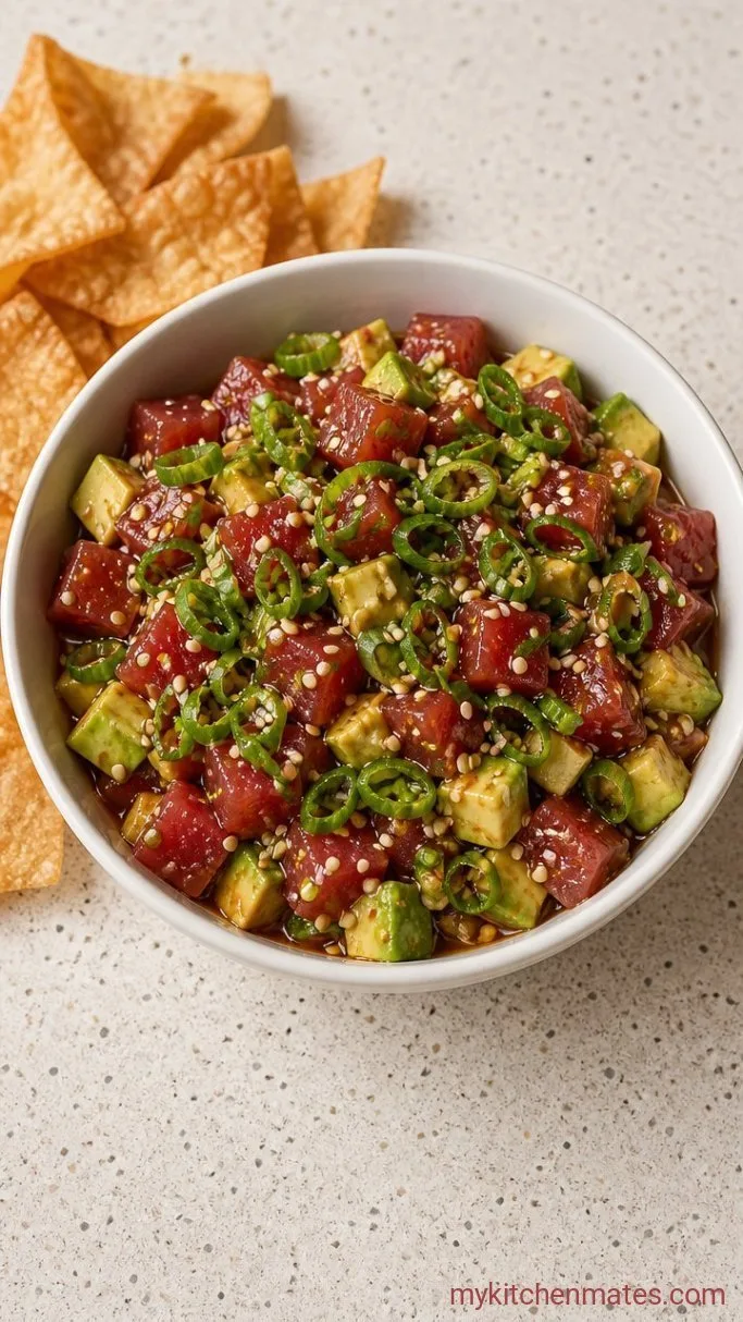 10-Minute Sesame Tuna Tartare Step 3: Spoon and Top the Tartare