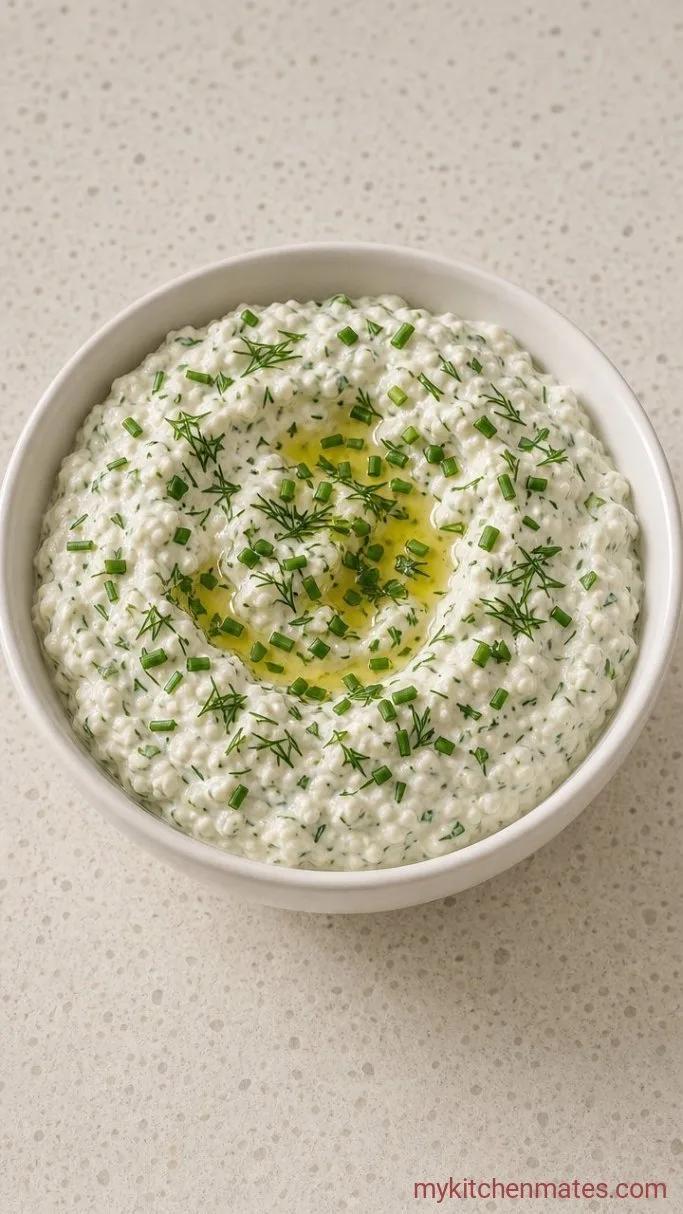 5-Minute Cottage Cheese Veggie Dip Step 3: Spoon Into a Bowl and Finish
