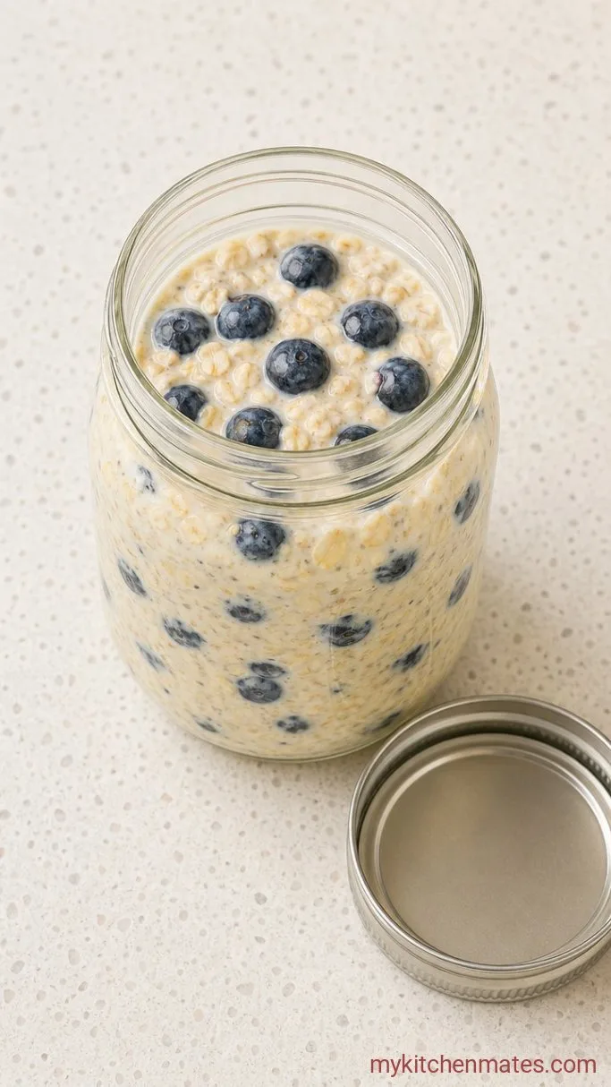 5-Minute Lemon Blueberry Overnight Oats Step 3: Spoon Into Jars and Chill