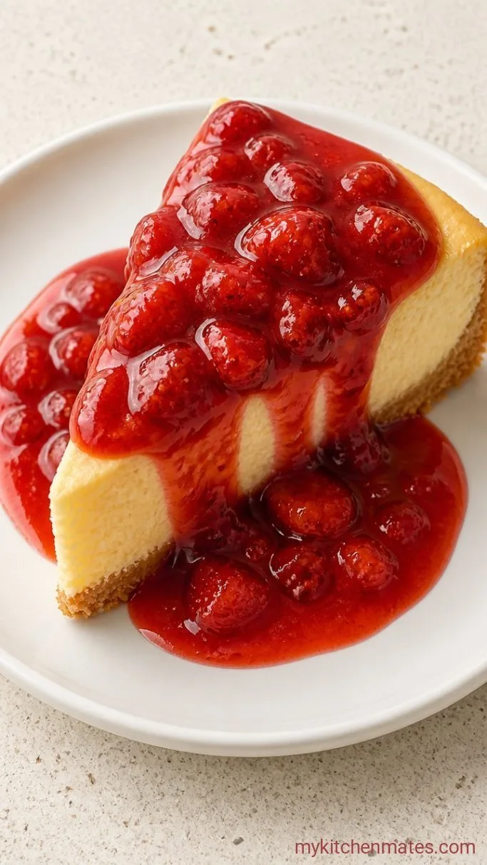 Simple 3-Ingredient Strawberry Sauce for Cheesecake Step 3: Spoon Over the Cheesecake