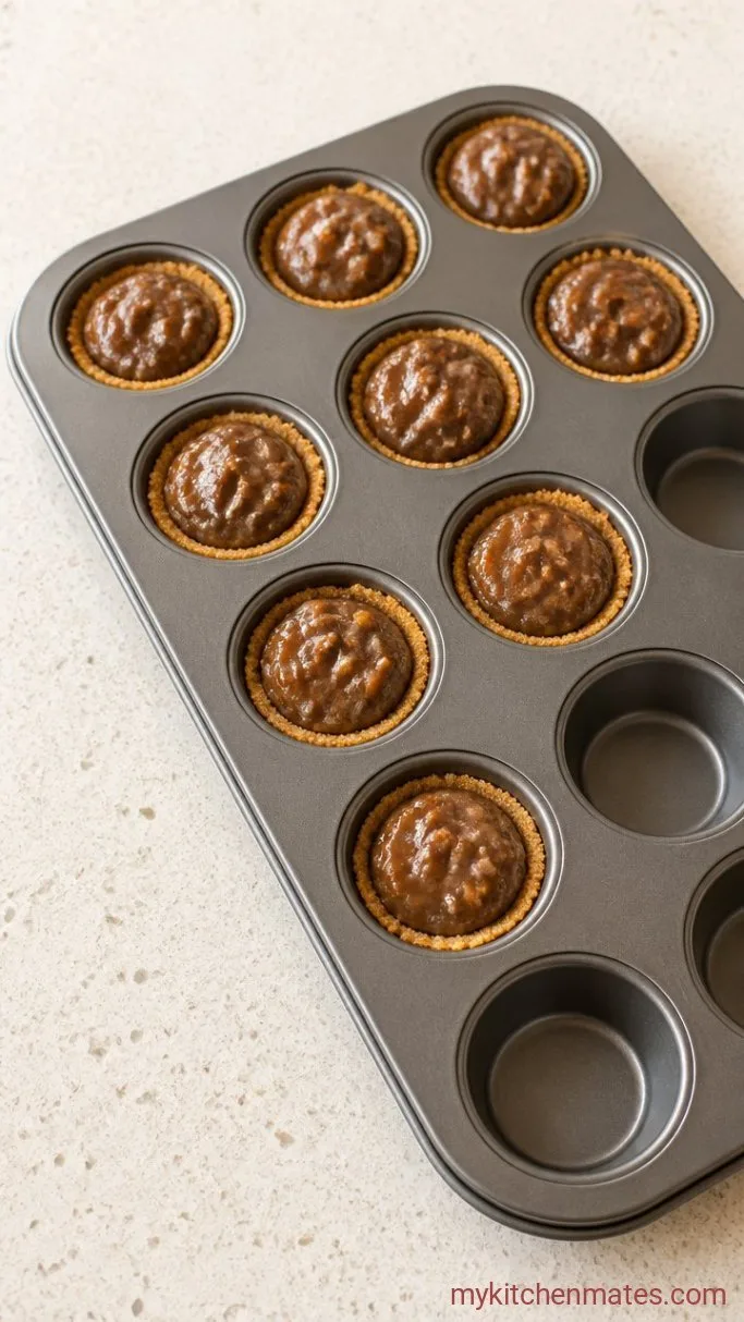 No Corn Syrup Pecan Pie Bites Step 3: Spoon the Filling Into the Cups
