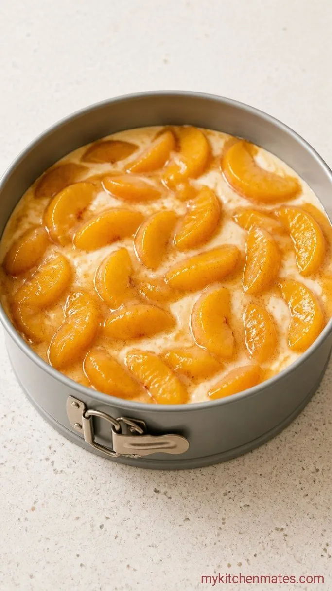 Step 3: Spoon the Peach Filling Over the Batter