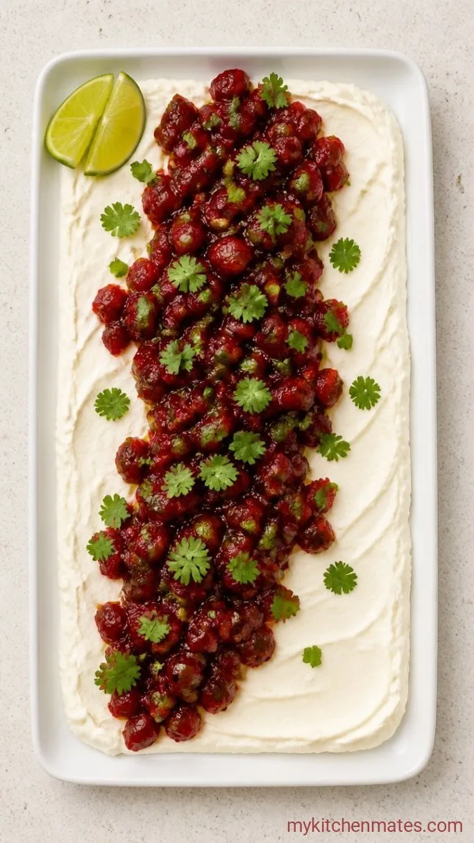 Quick Cranberry Jalapeno Cream Cheese Dip Step 3: Spoon the Salsa Over