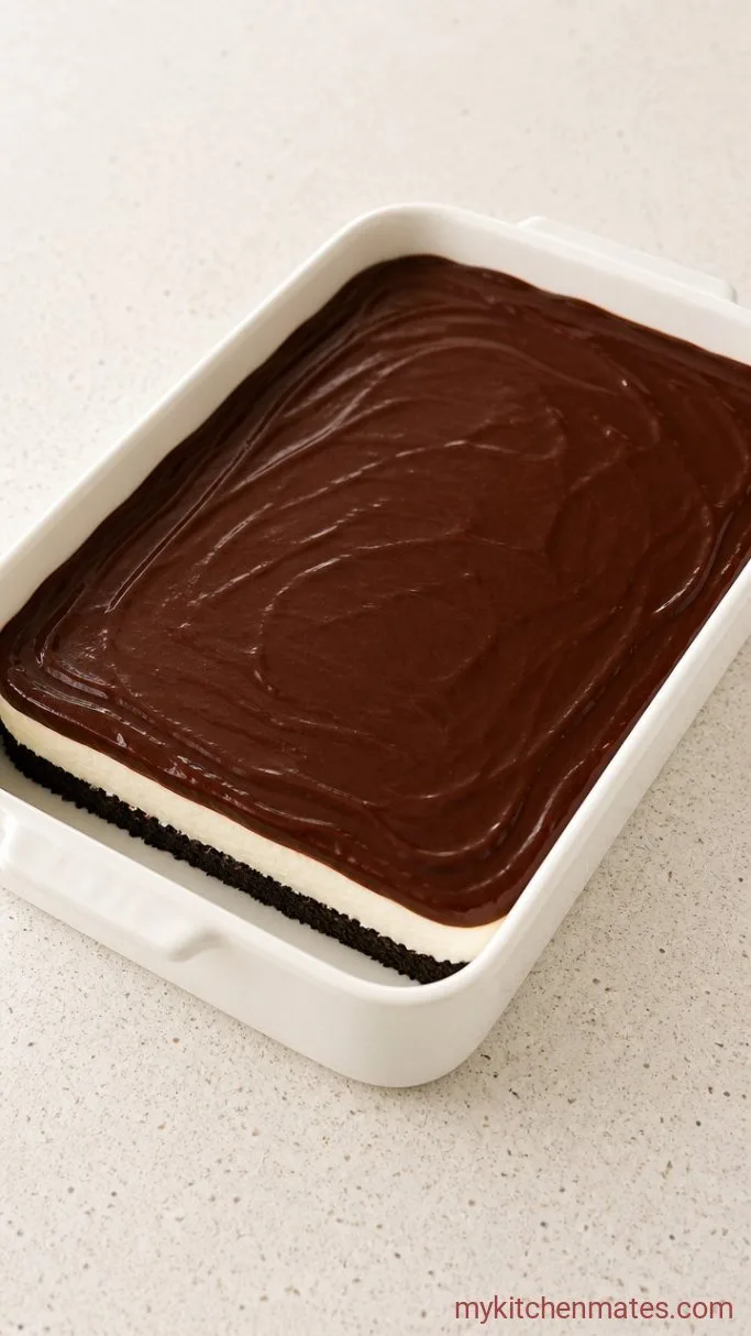 Step 3: Spread the Chocolate Pudding