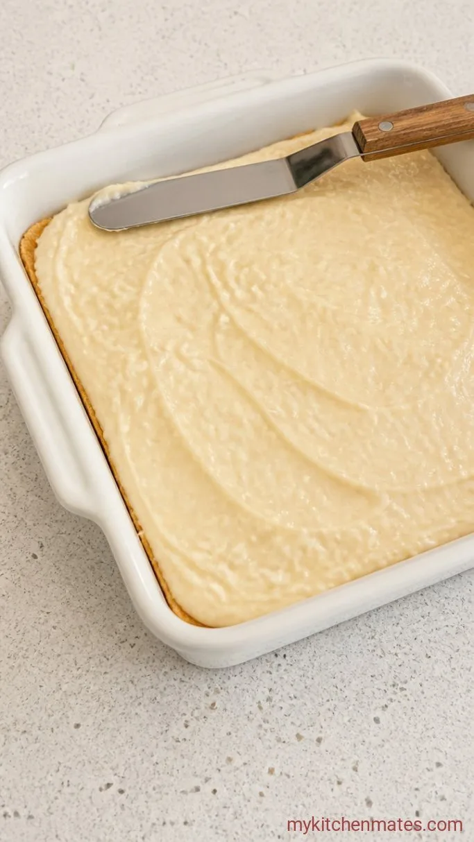 Creamy Coconut Cream Pie Bars with Toasted Coconut Step 3: Spread the Custard Filling