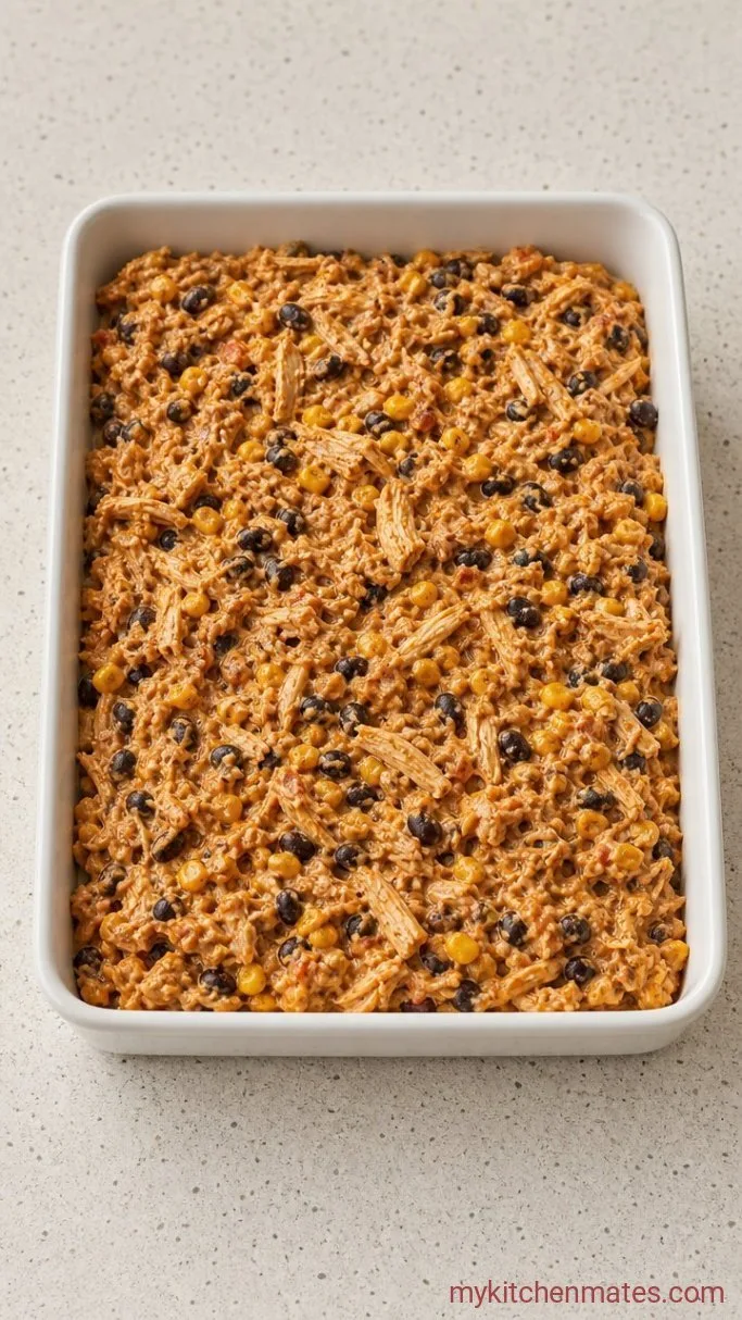 Cheesy Mexican Chicken Casserole (Ready in 45 Minutes) Step 3: Spread the Filling